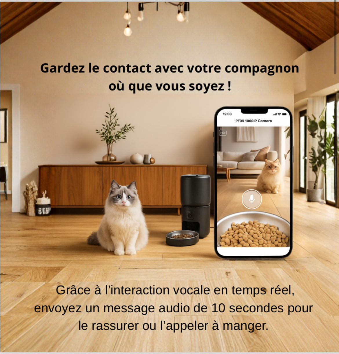Distributeur Automatique Connecté avec Caméra HD pour Chats et Chiens