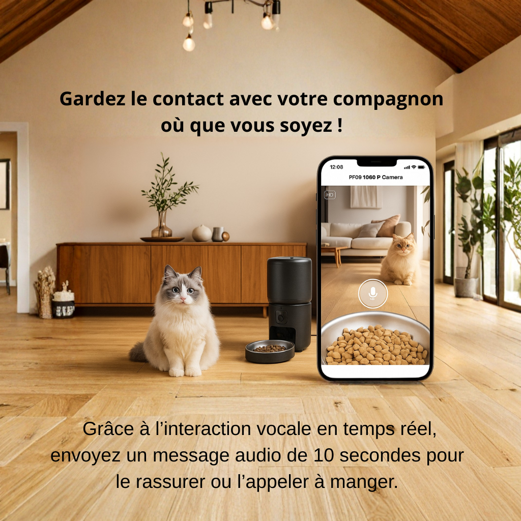 Distributeur Automatique Connecté avec Caméra HD pour Chats et Chiens